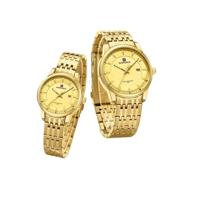 Naviforce Gold-tone Casual Couple Watch-  NF9228